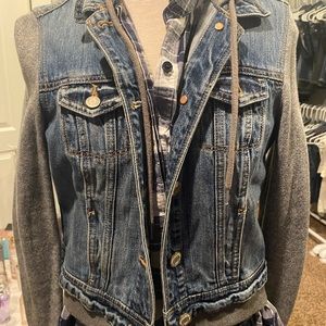 American eagle jean jacket hoodie